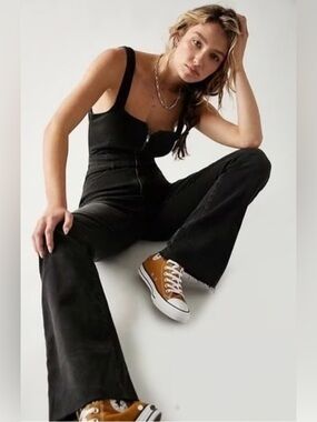 We The Free Crvy 2nd Avenue Flare Leg One Piece Front Zip Overalls
